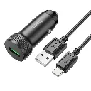 HOCO CARGADOR DE AUTO Z49A QC3.0 CABLE TIPO C NEGRO